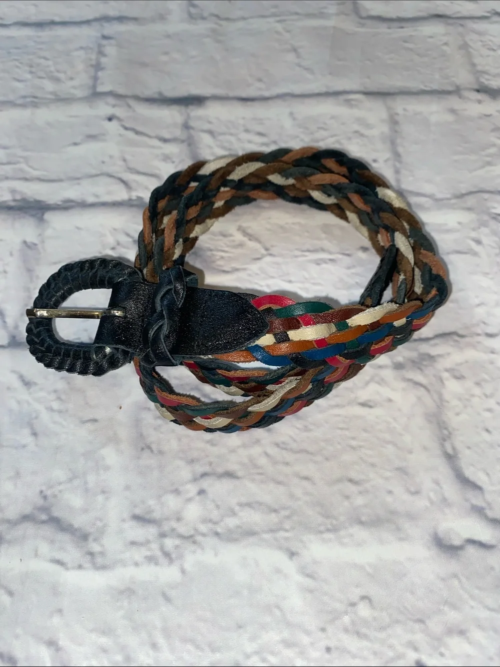 Braided Multicolor Kids Belt - Black Trim